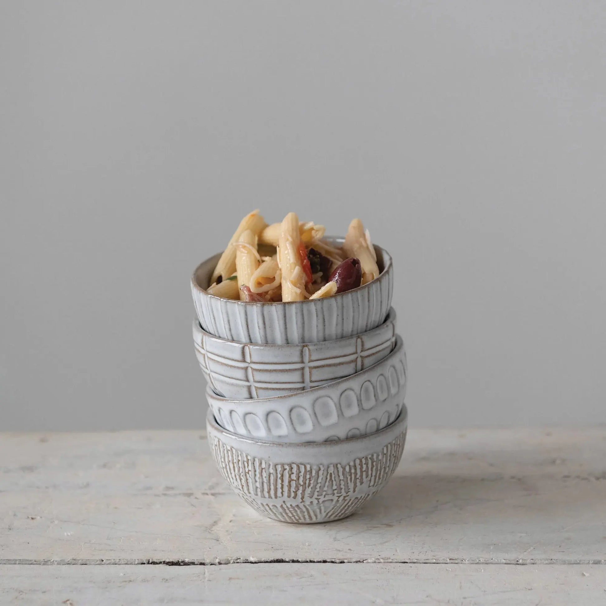 4" Debossed Stoneware Bowl, 4 Styles CREATIVE CO-OP