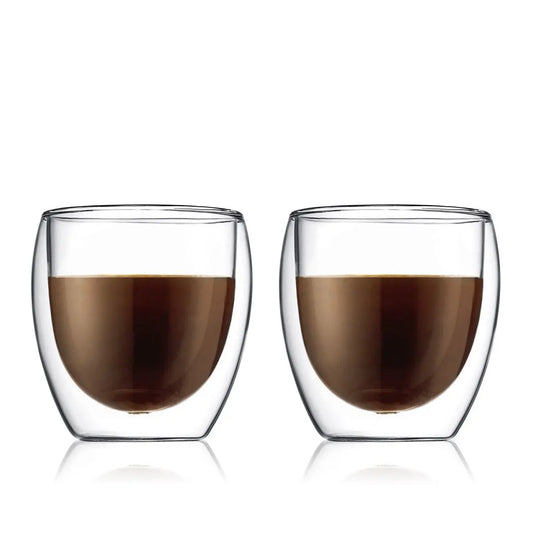 Clear Glass Coffee Mug Bodum Pavina Clear Glass Coffee Mug, Double Wall, 8 oz, Set of 2