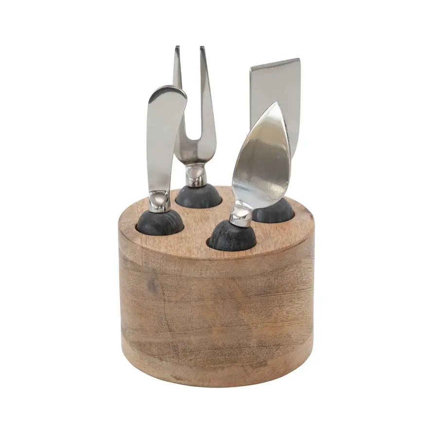 Cheese Servers with Wood Stand, Set of 5 CREATIVE CO-OP