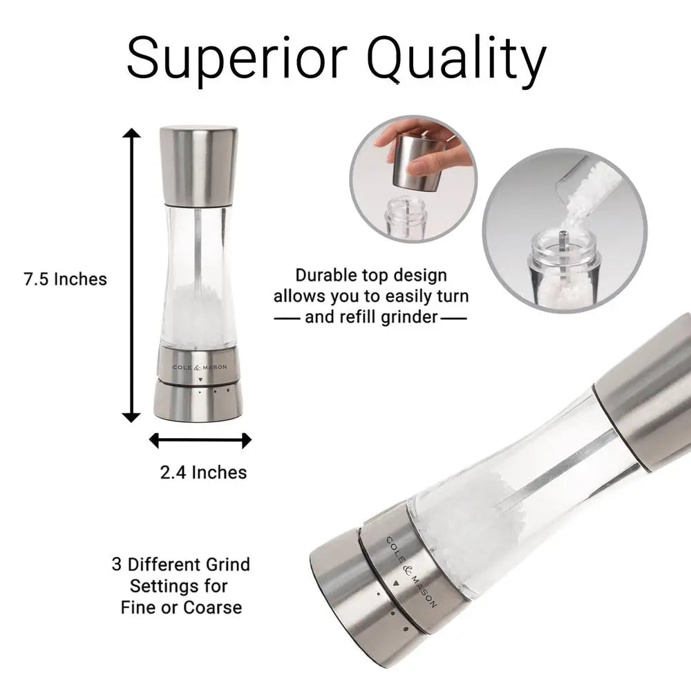 Cole & Mason Derwent Salt Mill, Stainless Steel DKB