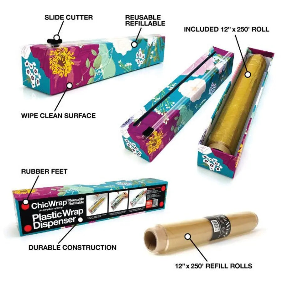 Dispenser Spring Flowers Plastic Wrap 12" x 250' ALLEN REED