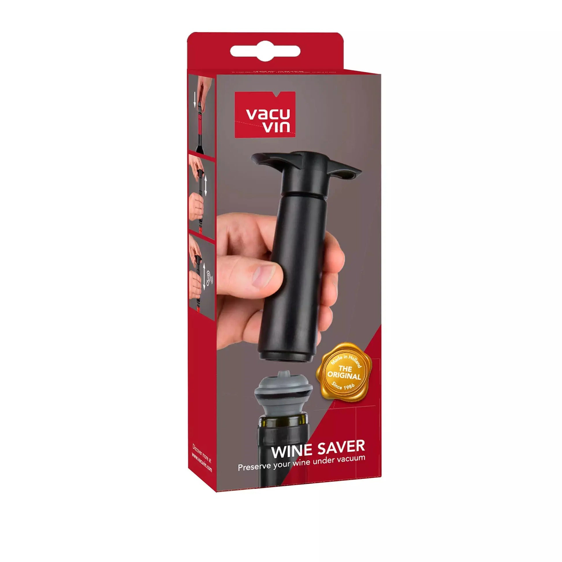Vacu Vin Wine Saver Black | 2 Stoppers INTERNATIONAL INNOVATION