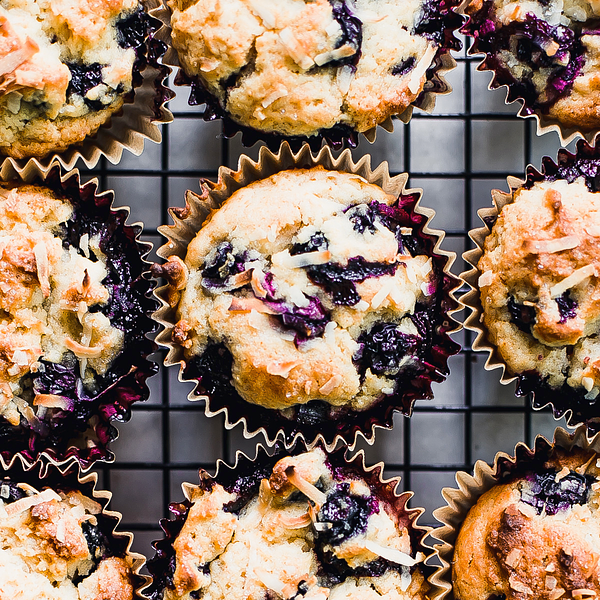 Honey Blueberry Muffins on a Cooling Rack