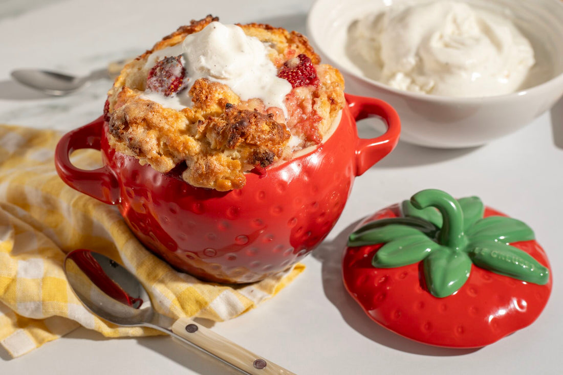 Strawberry-Thyme Sugar Biscuit Mini Cobblers