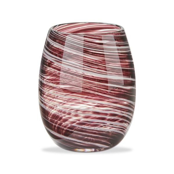 Plum Swirl Stemless Wine Glass