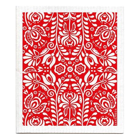 Swedish Dishcloth - Scandi Bloom - Red