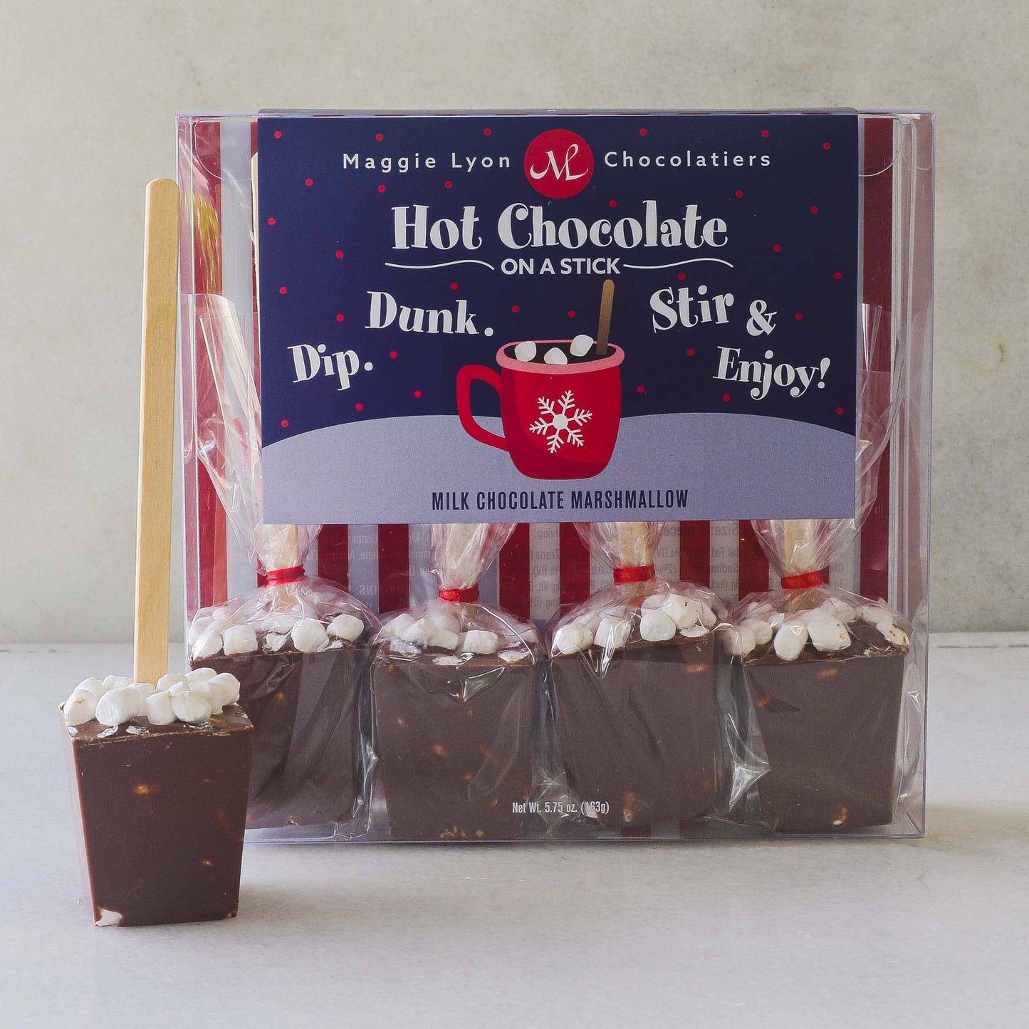 4pc Hot Chocolate on a Stick - Milk Chocolate Marshmallow