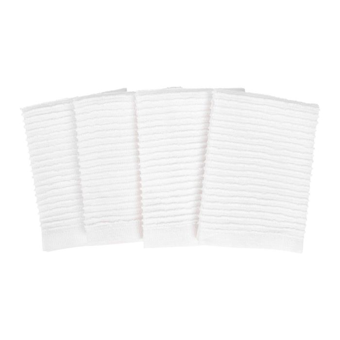 White Cotton Bar Mop Dish Cloths, Set of 4