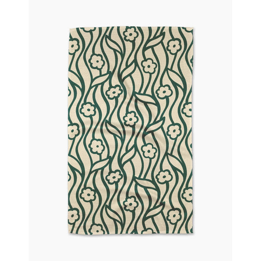 Nostalgic Flowers Geometry Tea Towel
