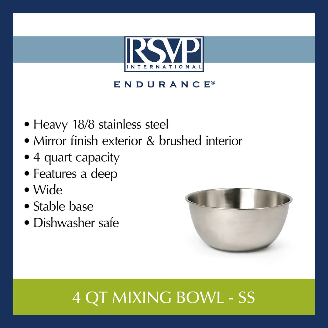 RSVP 4 QT Mixing Bowl Stainless Steel
