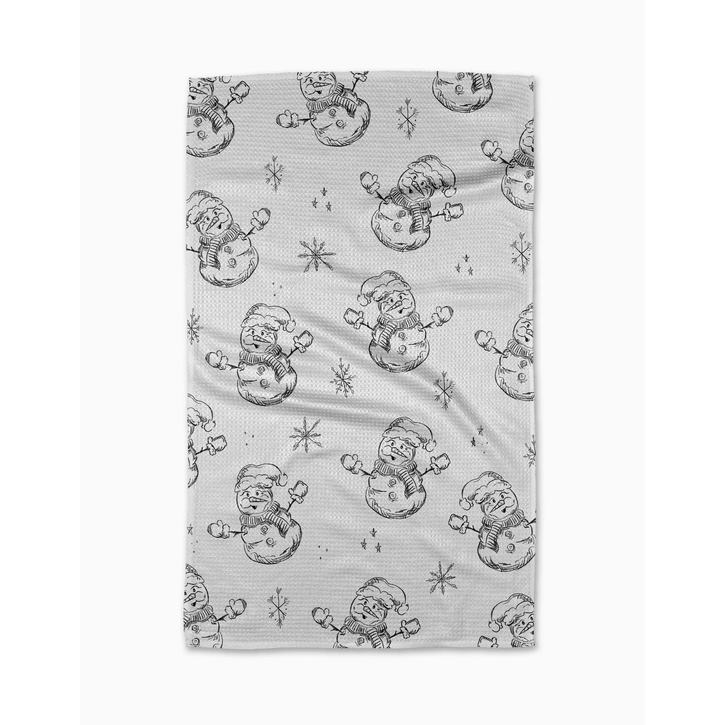 Snowmen Charcoal Geometry Tea Towel