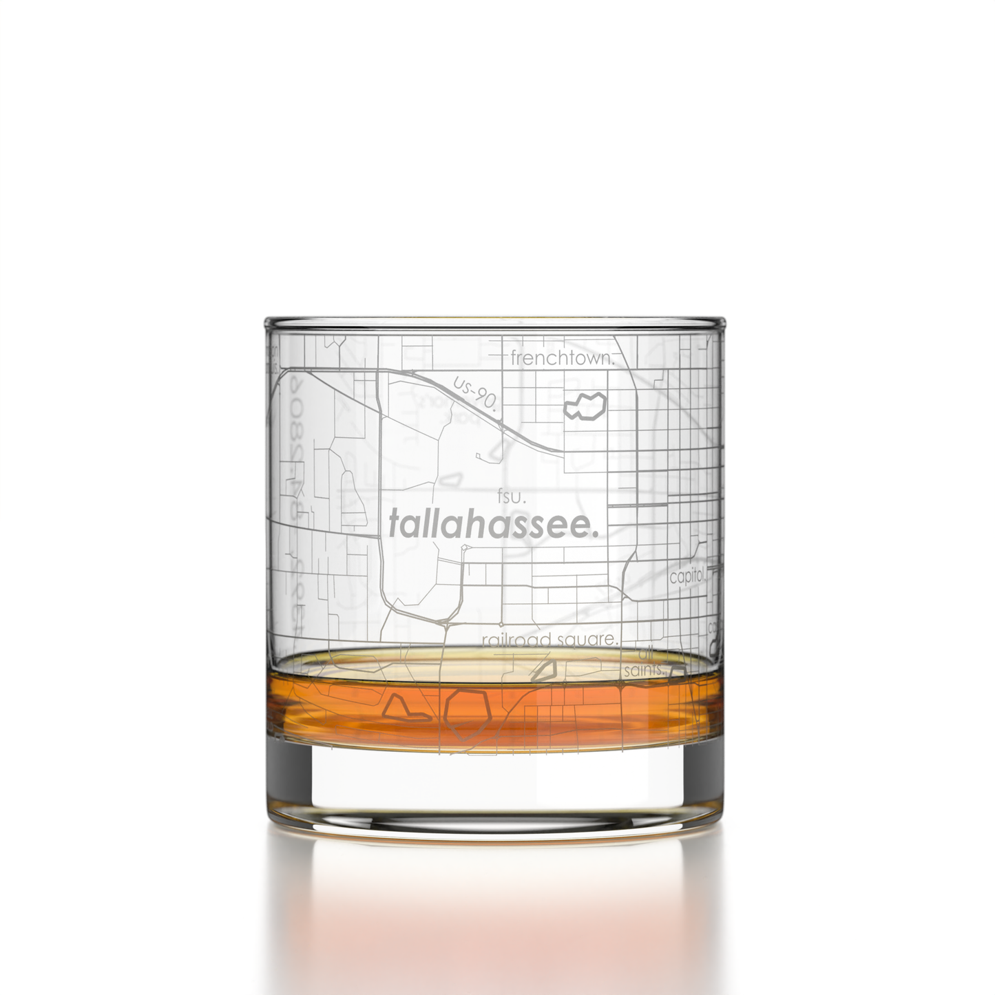 Tallahassee FL Map Rocks Whiskey Glass