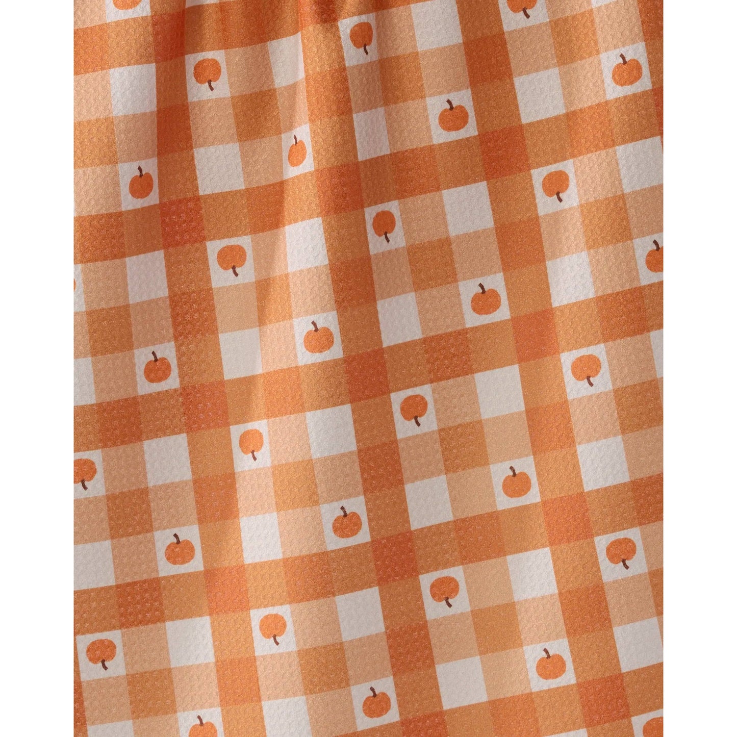 Pumpkin Check Geometry Tea Towel