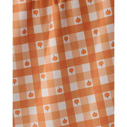 Pumpkin Check Geometry Tea Towel