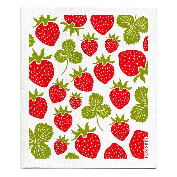 Swedish Dishcloth - Strawberries - Red