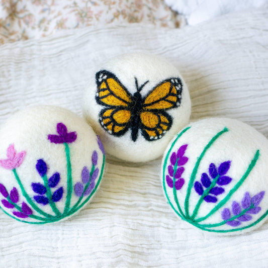 Butterfly Lavender Fields Set of 3 Eco Dryer Balls
