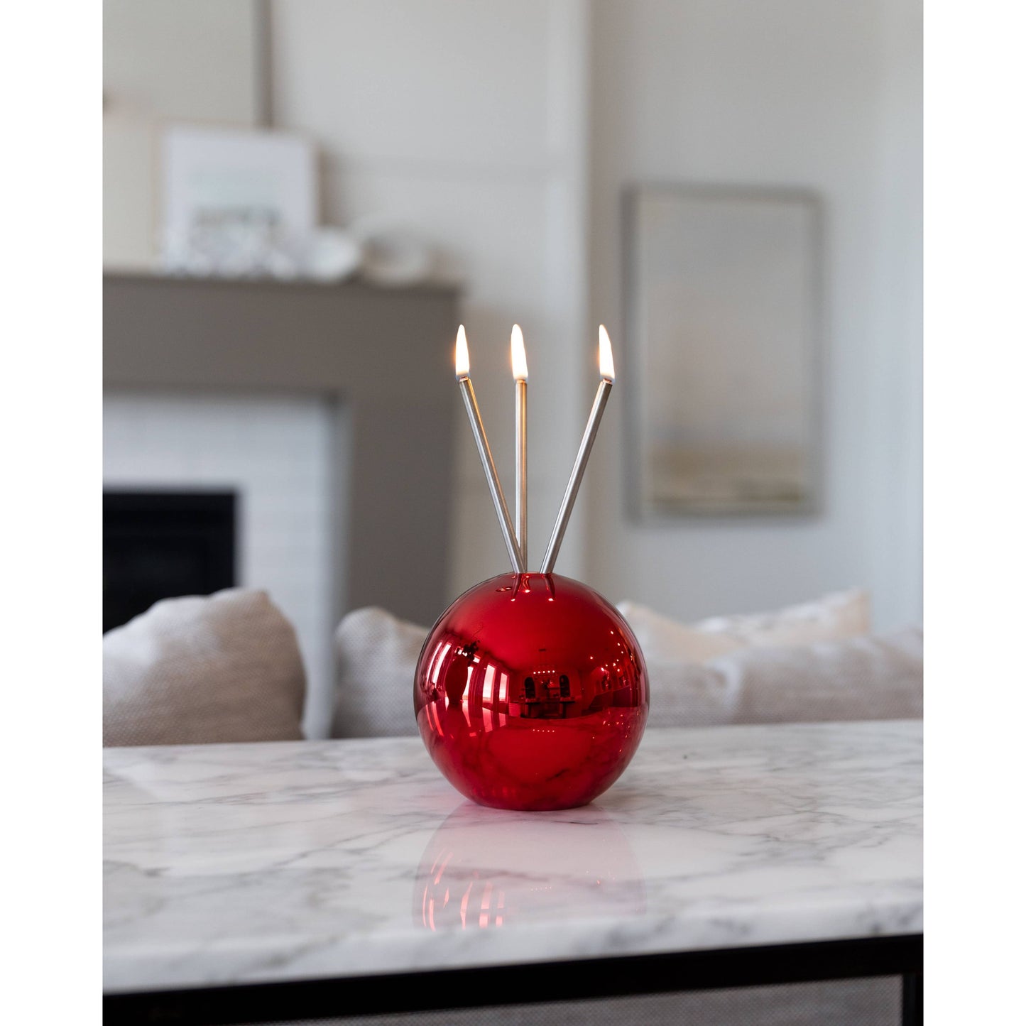 Neva Vase, Red Metallic Candle Holder