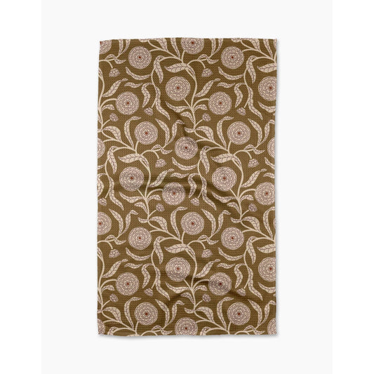 Falling Flowers Geometry Tea Towel
