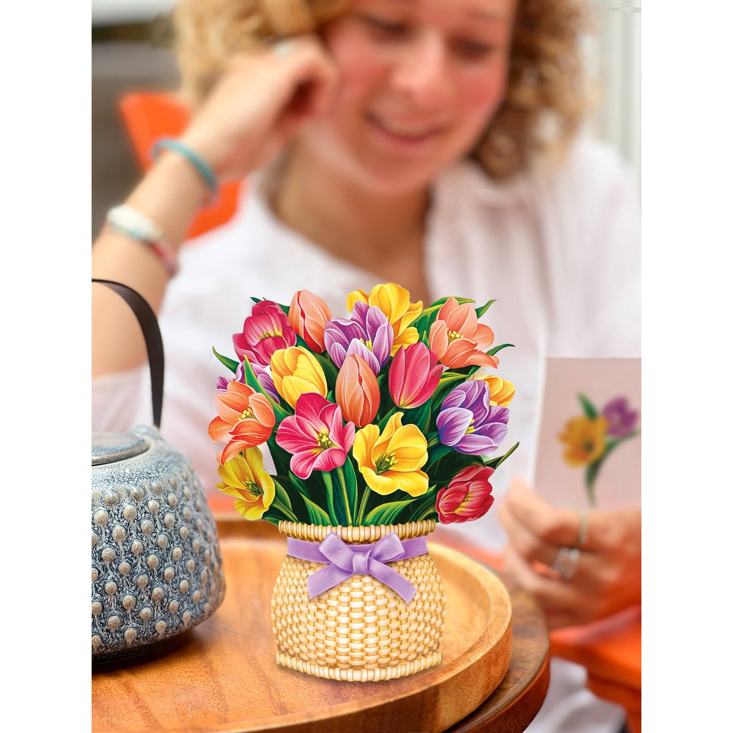 Festive Tulips Mini Pop Up Greeting Card