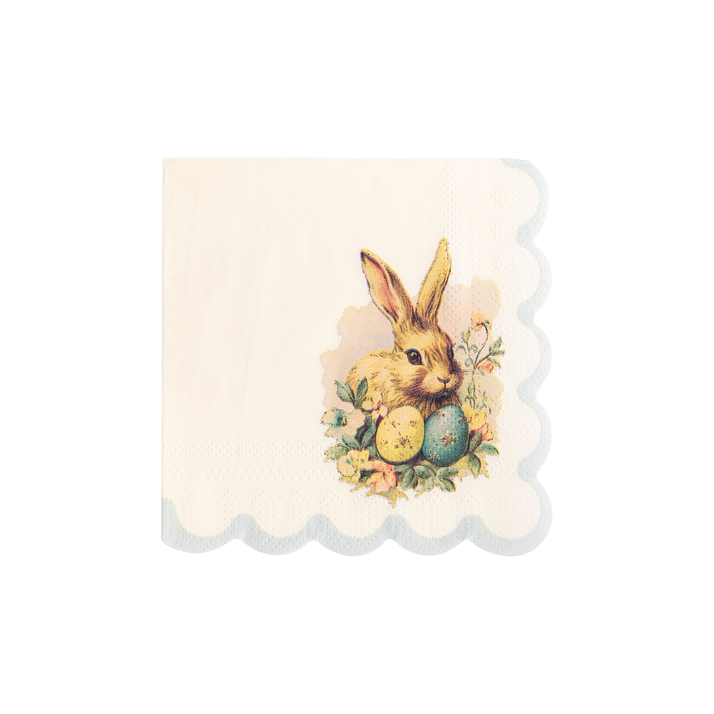 Vintage Easter Bunny Scallop Paper Cocktail Napkin
