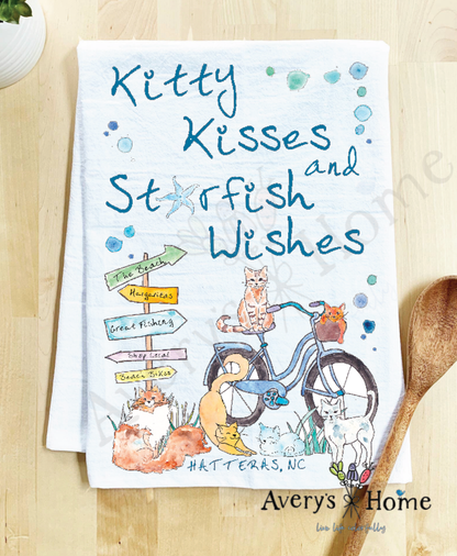 Cats at the Beach Kitty Kisses Kitchen Towel