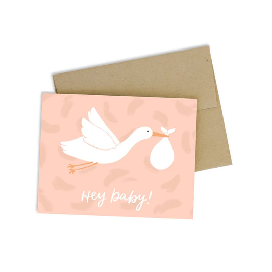 Hey Baby Stork Greeting Card