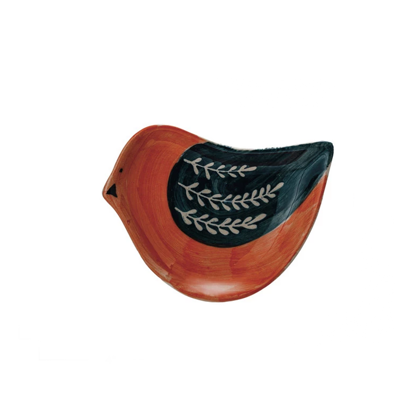 Hand-Painted Stoneware Bird Shaped Dish