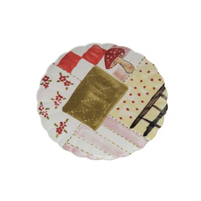 Hand-Painted Patchwork Ceramic Plates