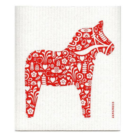Swedish Dishcloth - Dala Horse - Red