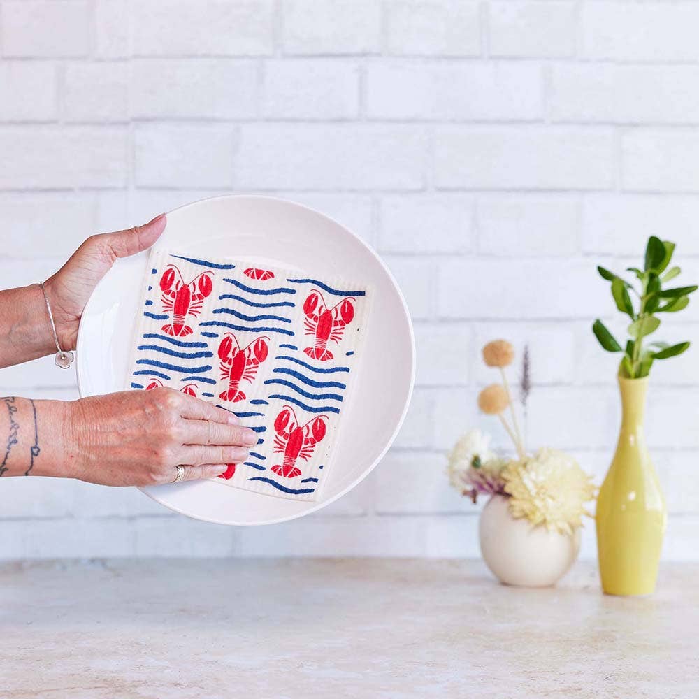 Lobster Waves blu Eco Sponge Cloths (Set of 2)
