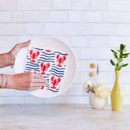 Lobster Waves blu Eco Sponge Cloths (Set of 2)