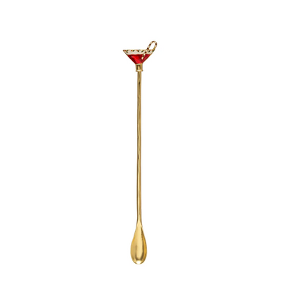 Holiday Drinks Gold Enameled Cocktail Spoons