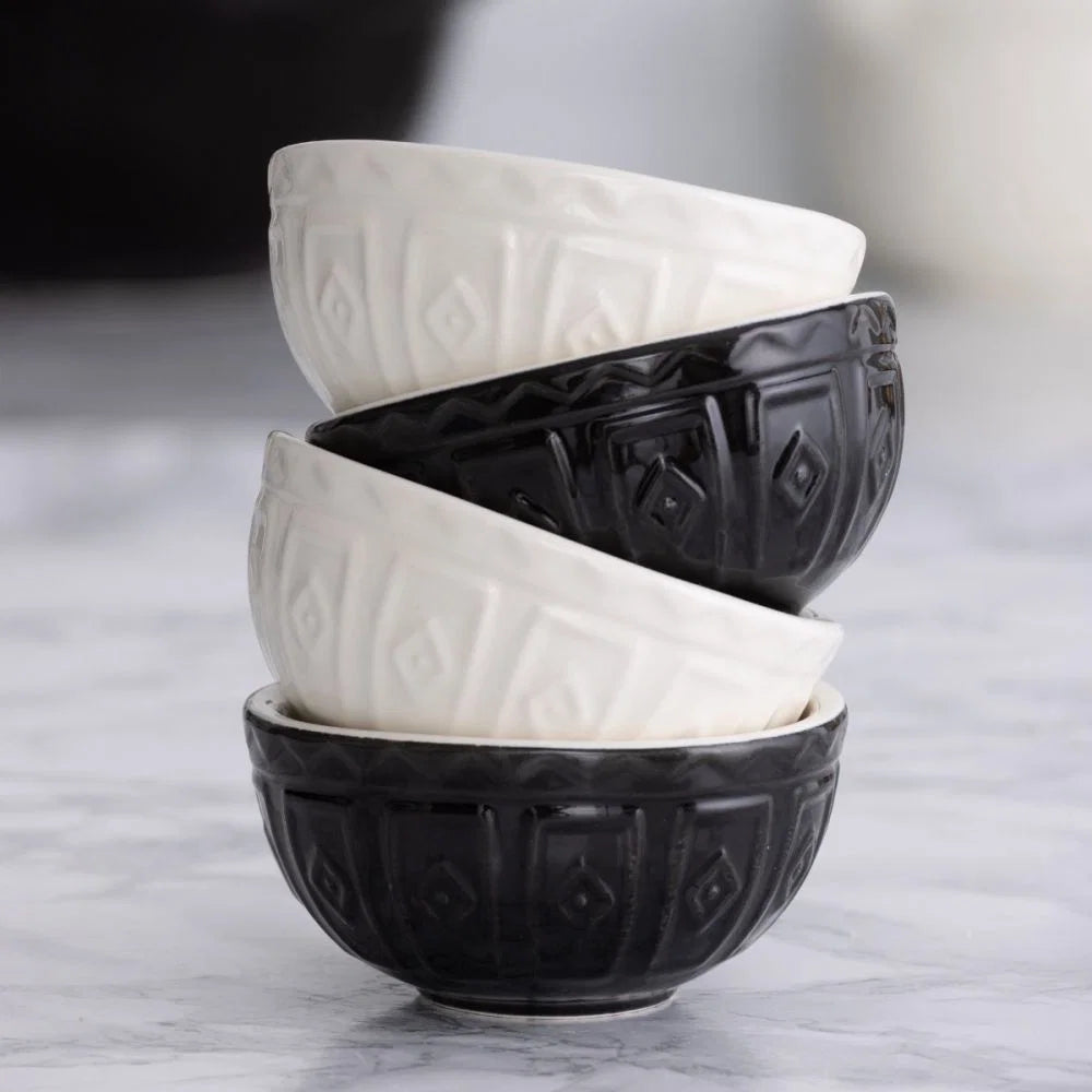 Mason Cash Color Mix Bowls Black and White Set of 4