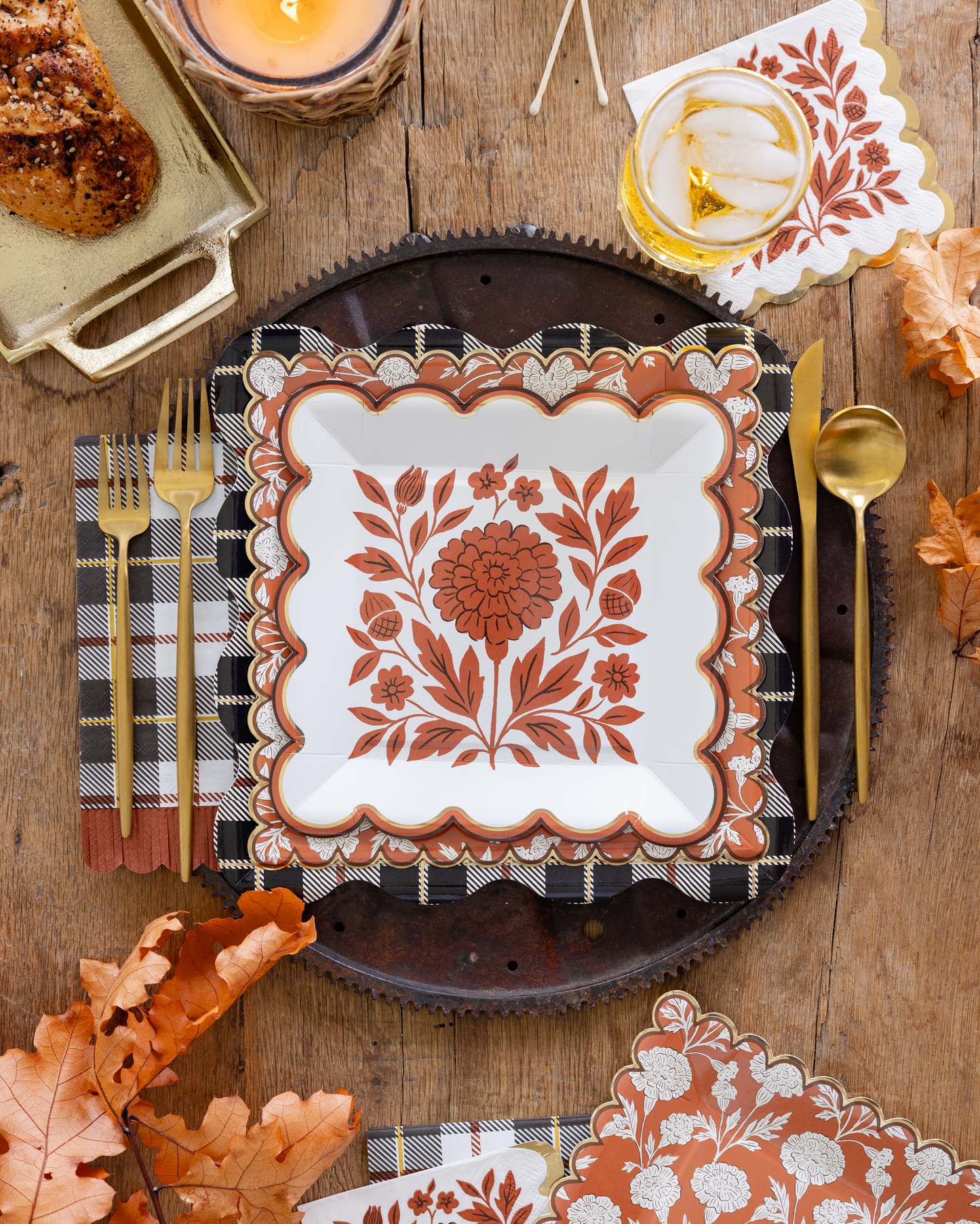 Black Fall Plaid Dinner Napkin