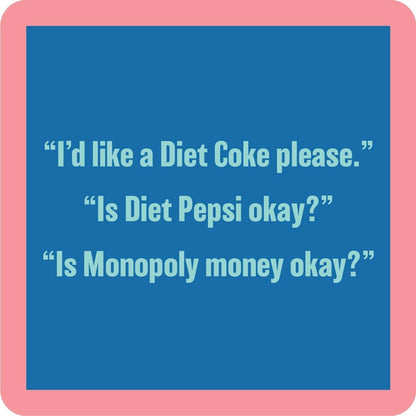 Diet Coke Coaster | Funny Party Gift | Home Bar Decor