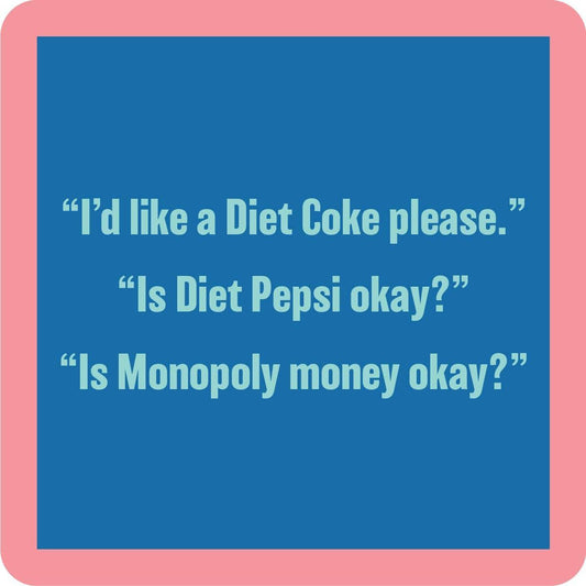 Diet Coke Coaster | Funny Party Gift | Home Bar Decor