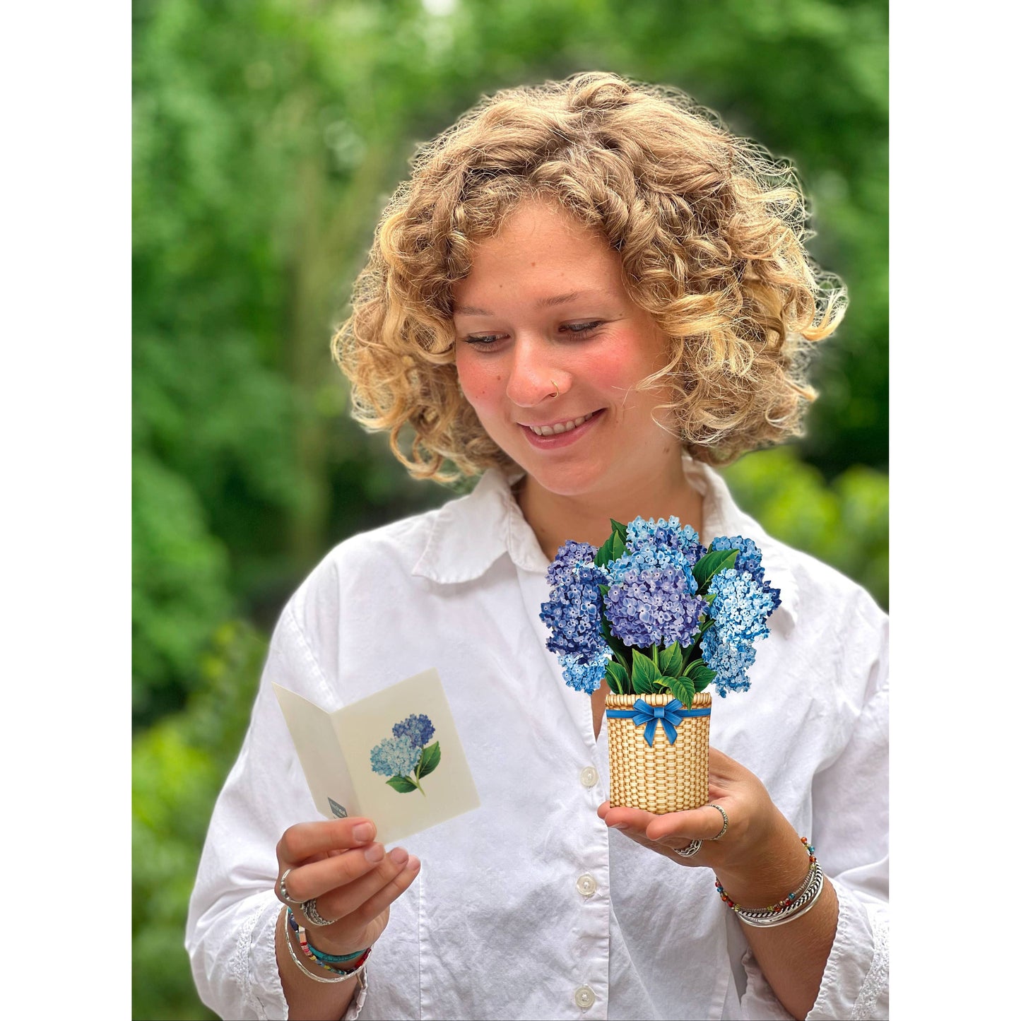Nantucket Hydrangeas Mini Pop Up Greeting Card