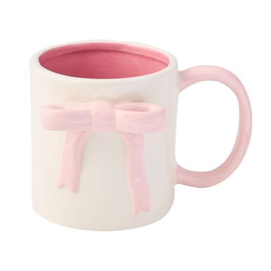 Ceramic Pink Bow Side Mug, 16oz
