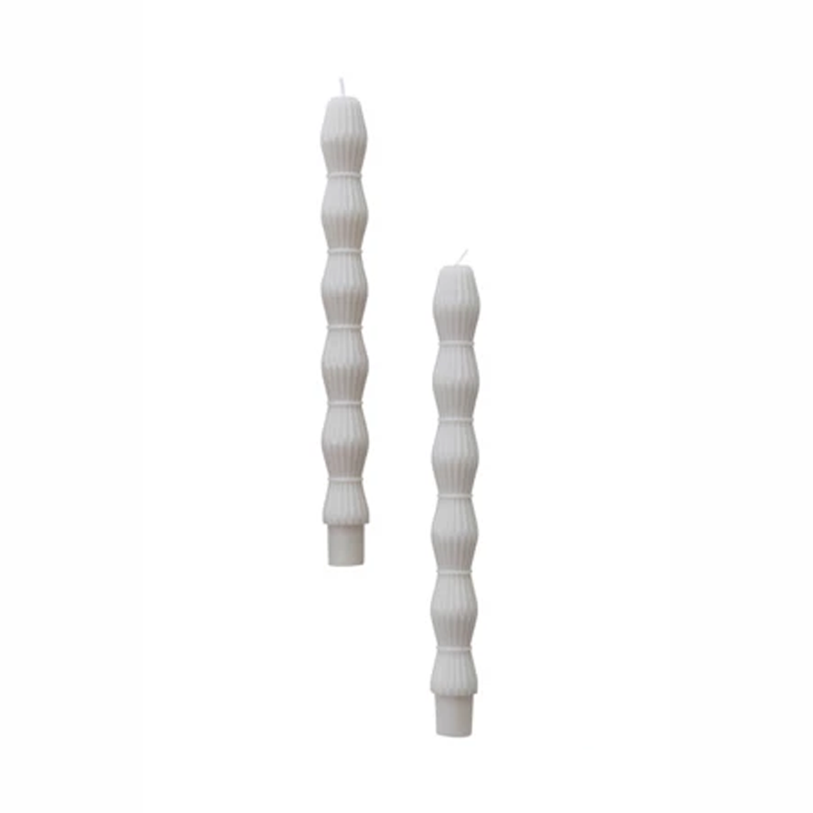 Unscented Sculpted Taper Candles, Grey