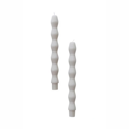 Unscented Sculpted Taper Candles, Grey