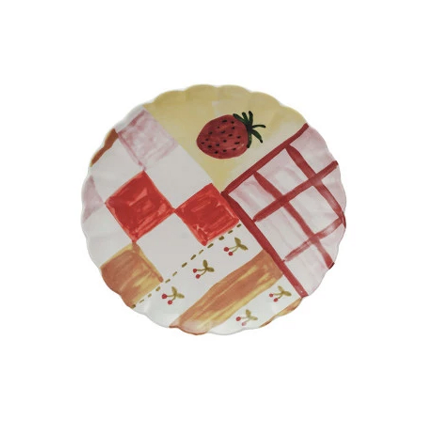 Hand-Painted Patchwork Ceramic Plates