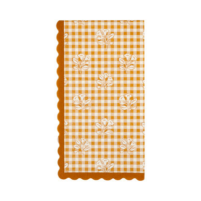 Rust Gingham Block Print Dinner Paper Napkins