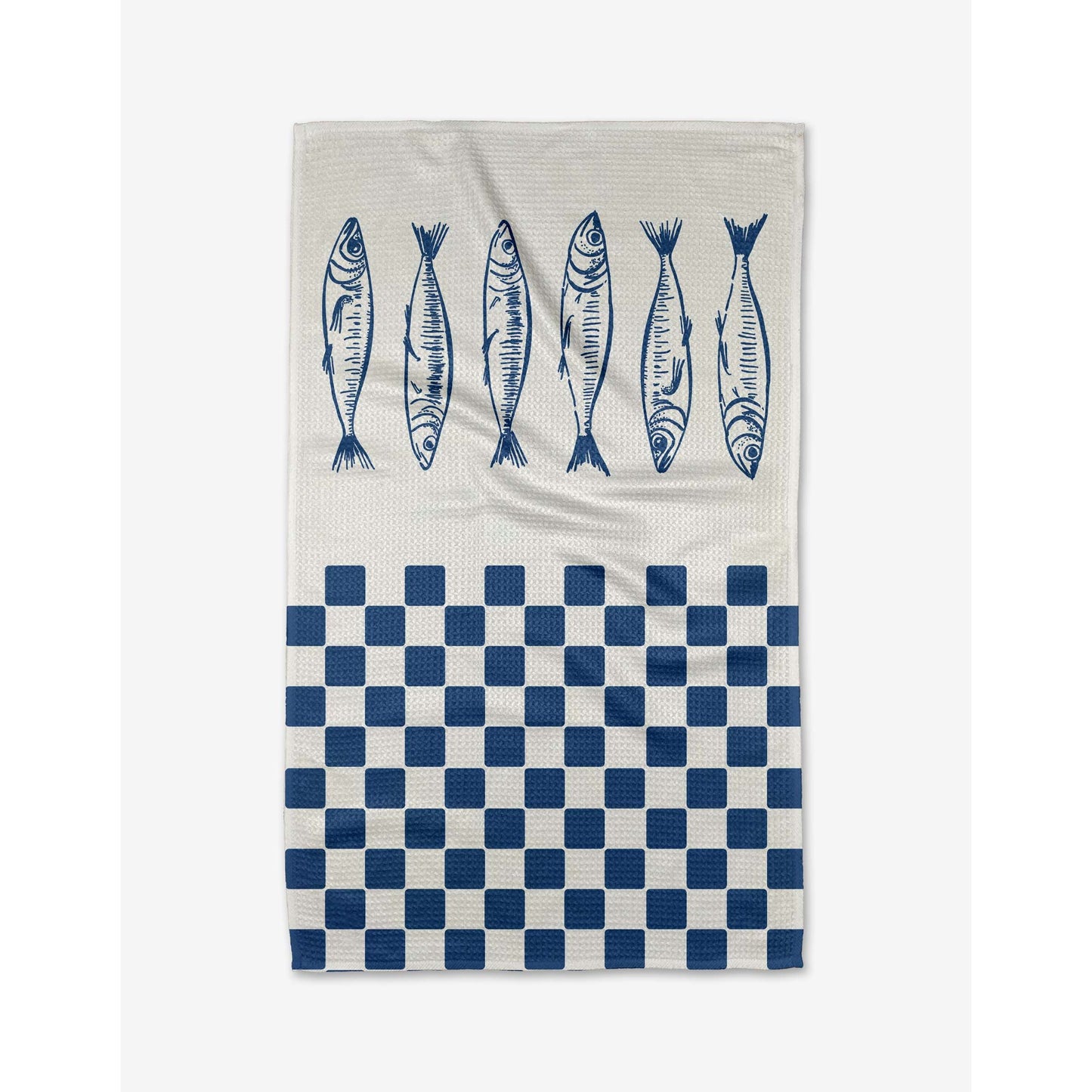 Sardine Check Blue Tea Towel