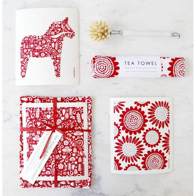 Swedish Dishcloth - Dala Horse - Red