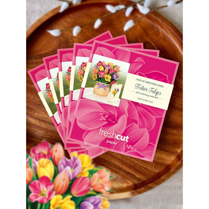 Festive Tulips Mini Pop Up Greeting Card