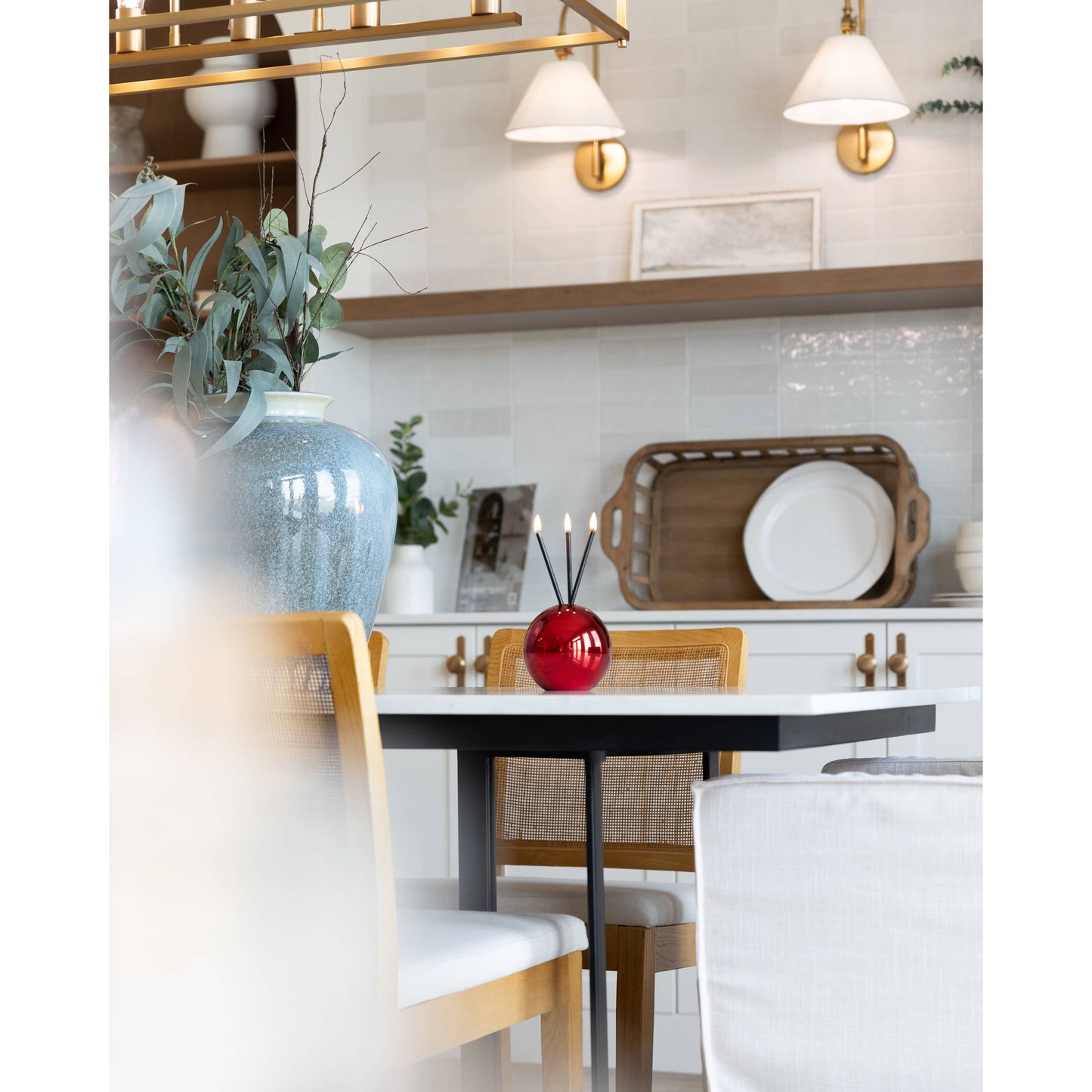 Neva Vase, Red Metallic Candle Holder