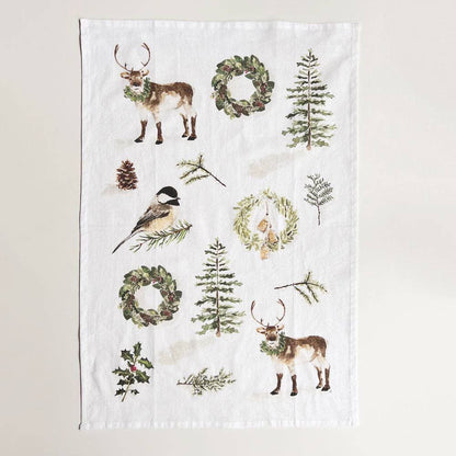 Evergreen christmas tea towel