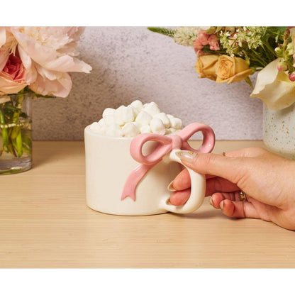 Ceramic Pink Bow on Handle Mug, 12oz
