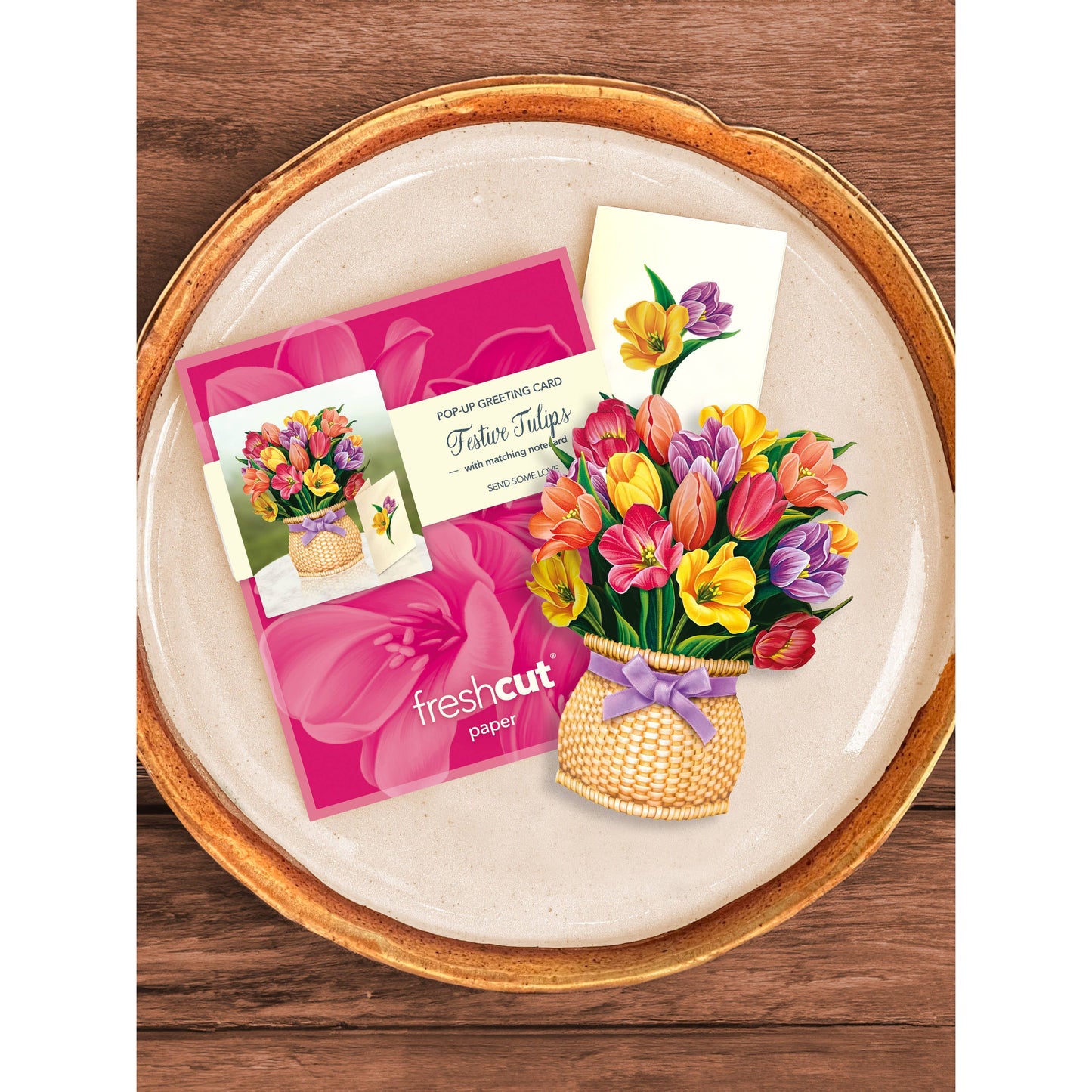 Festive Tulips Mini Pop Up Greeting Card