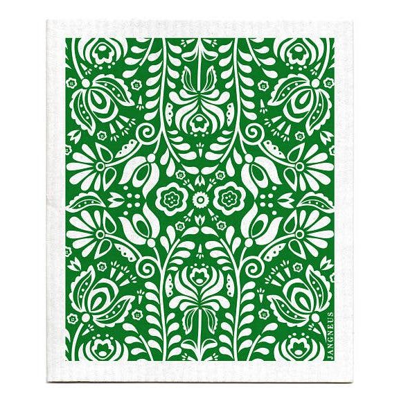 Swedish Dishcloth - Scandi Bloom - Dark Green